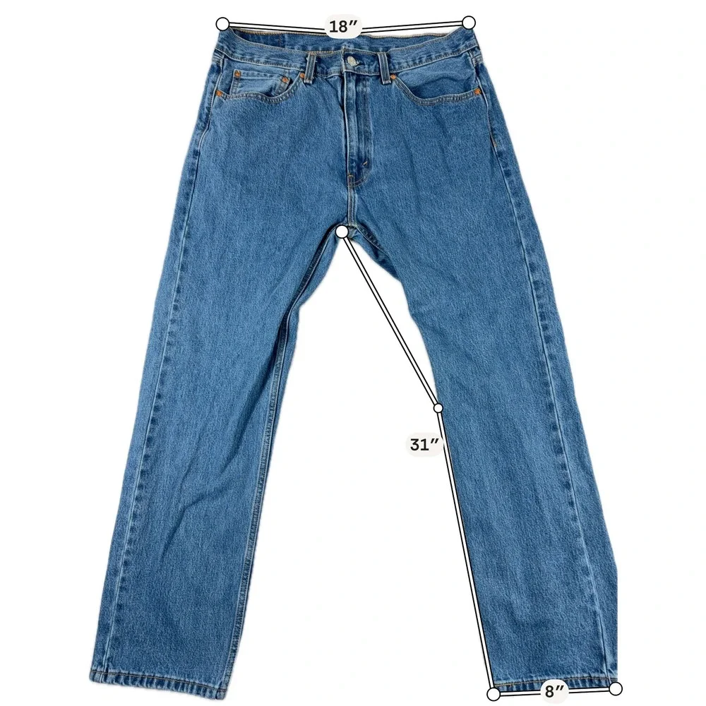 Levi's‎ 505 Regular Fit Straight Leg Denim Jeans W36 L32 Medium Wash Blue